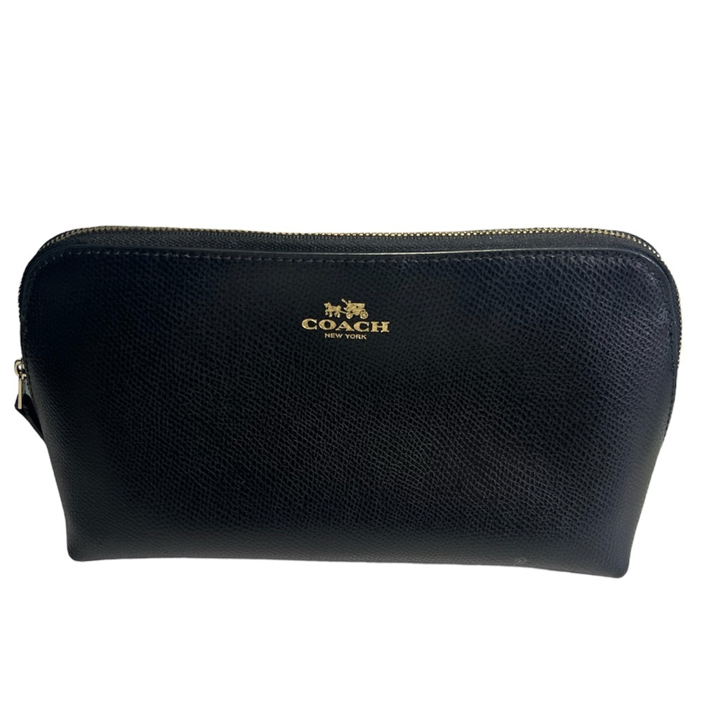Coach Large Black Leather Cosmetic Case